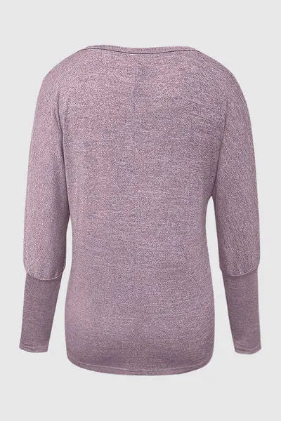 Cutout Round Neck Long Sleeve T-Shirt Women's T-Shirts - Tophatter Daily Deals